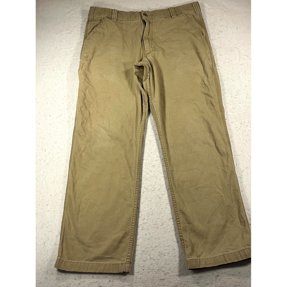 Carhartt Rugged Flex Work Pants Mens 36x30 Tan Canvas Relaxed Fit Straight Leg